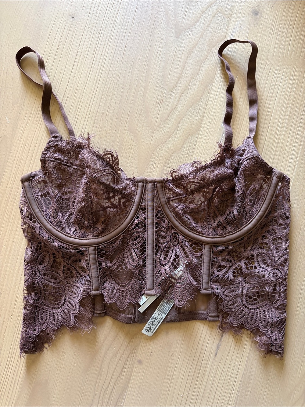 Anthropologie Giselle Lace Bustier in soft brown